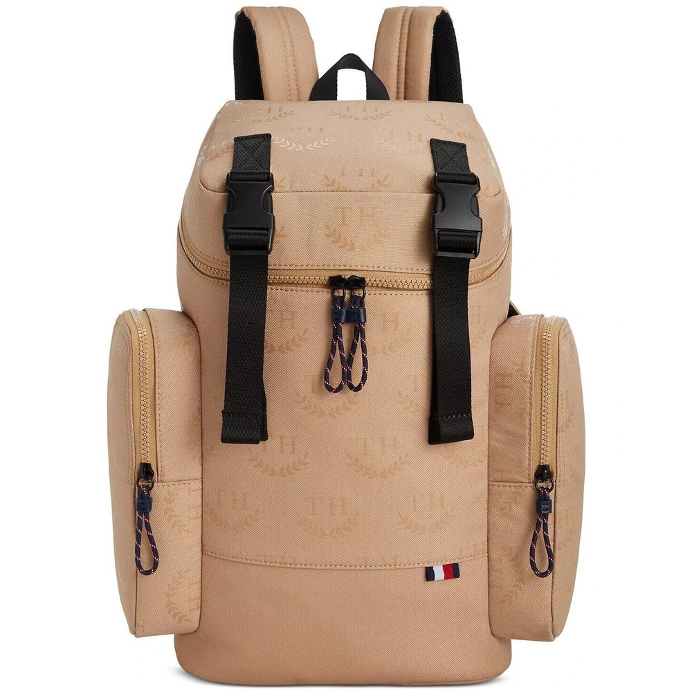 TOMMY HILFIGER Men's Chasen Logo-Print Side-Pocket Backpack MSRP $126